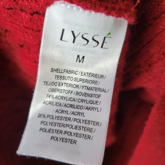 EUC LYSSE NEW YORK RED AND BLACK DEEP V SOFT KNIT SWEATER SIZE M - Picture 15 of 16